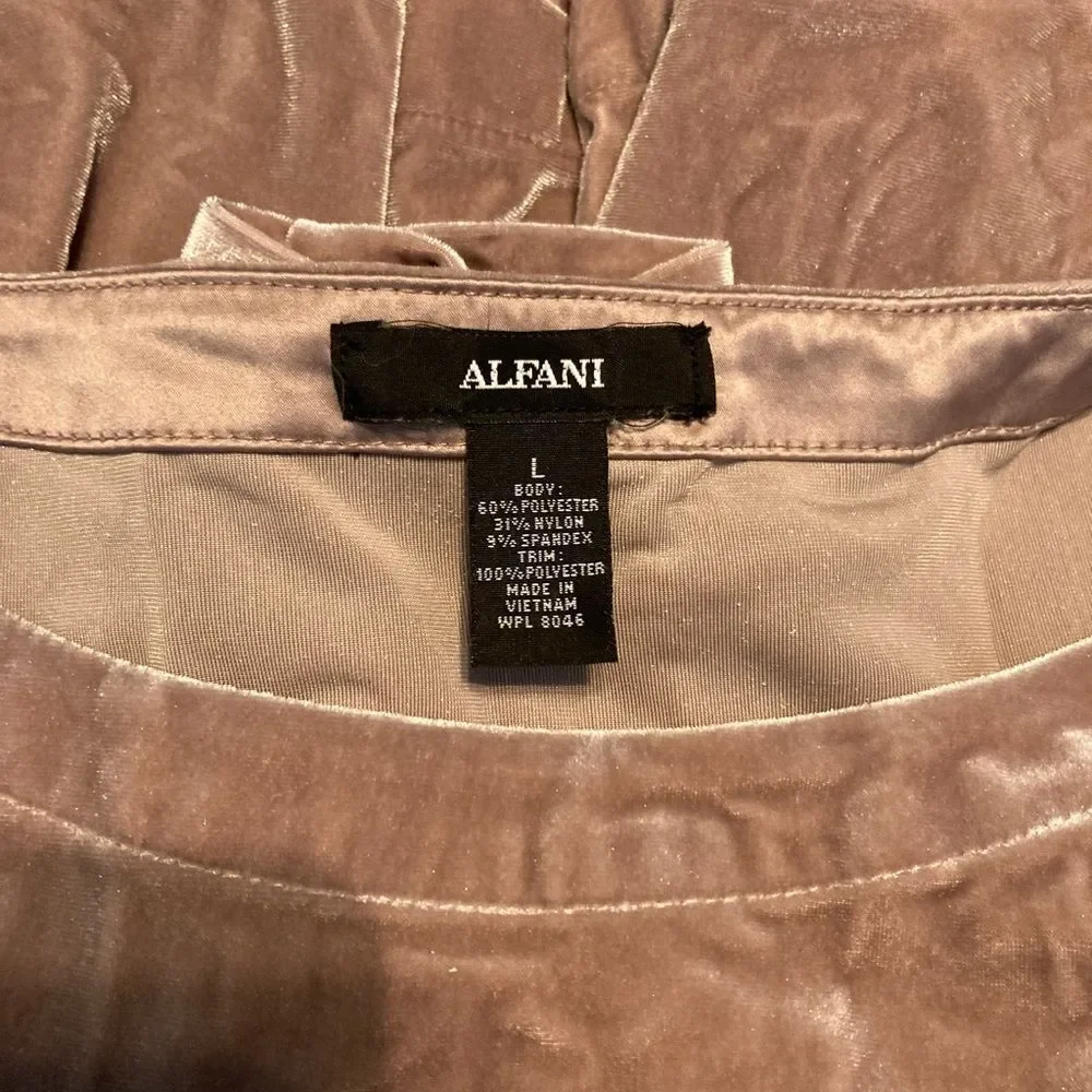 Alfani Rose Gold Velvet Sheer Bottom Blouse - Picture 3 of 5